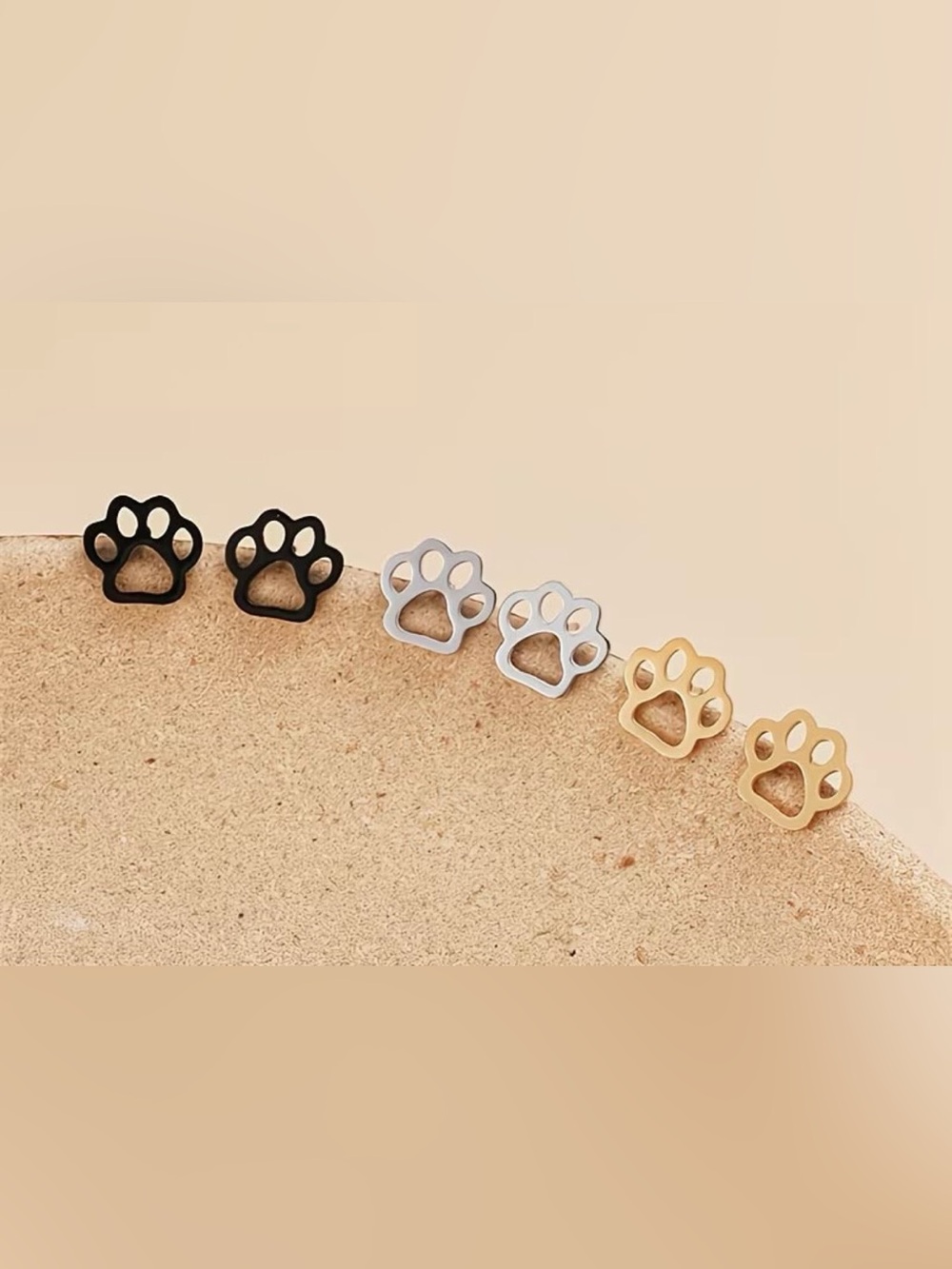 Paw Earrings Set - Gold, Silver and Black